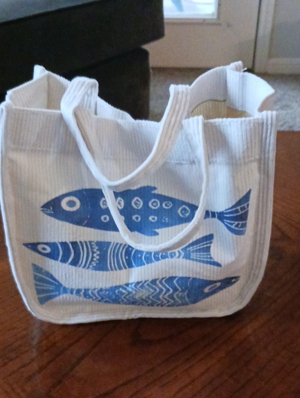 Blue Fish Print Tote Bag.